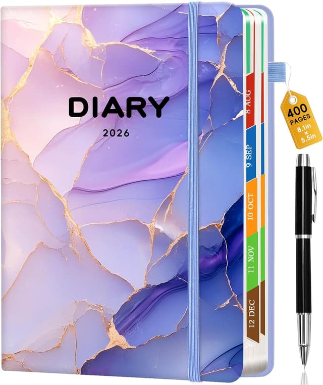 Detalle de Pcuntslo Agenda 2026 semainier A5 violet (200 feuilles / 400 pages)