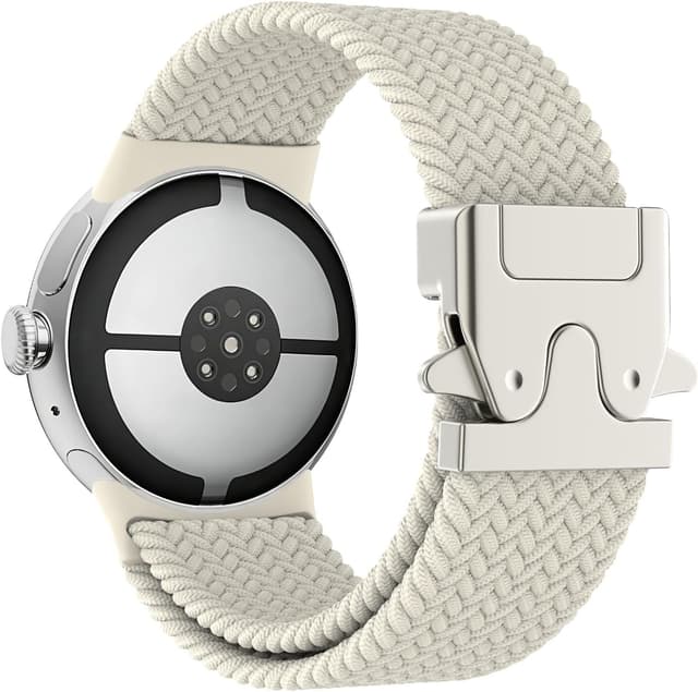 Detalle de Astorgos Braided Band for Google Pixel Watch 3/4 (45mm) – Elastic Nylon Sport Strap with Parachute Buckle