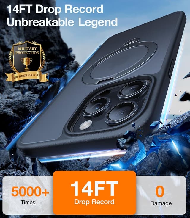 Detalle de TORRAS Ostand Spin 360° Magnetic Stand Case for iPhone 15 Pro (MagSafe-compatible, Spin-Black)