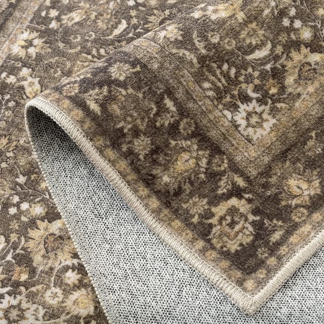 Detalle 2 de PureCozy Vintage Area Rug, Extra Large 240x300 cm, Machine Washable Brown (Non-Slip, Low Pile)