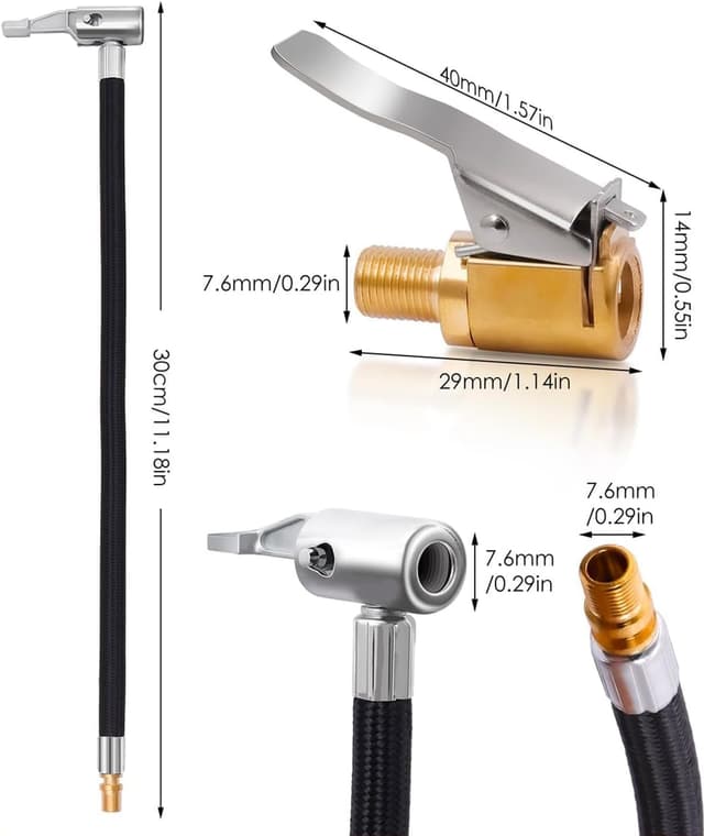 Detalle 2 de FAMINESS 3PCS Tyre Inflator Adaptor Set (30cm hose + 8mm brass valve adapters)