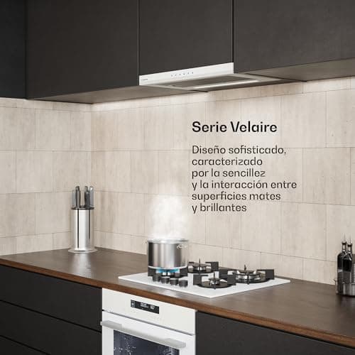 Detalle de Klarstein Velaire campana extractora integrada 60 cm (896 m³/h) con control táctil y LED, blanco