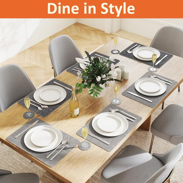 Thumbnail 6 de Euqvunn Set Table 6 pièces Gris Double Face 43×30 cm