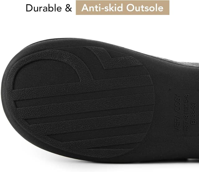 Detalle de VeraCosy Women’s Two-Tone Memory Foam Slippers with Non-slip TPR Sole