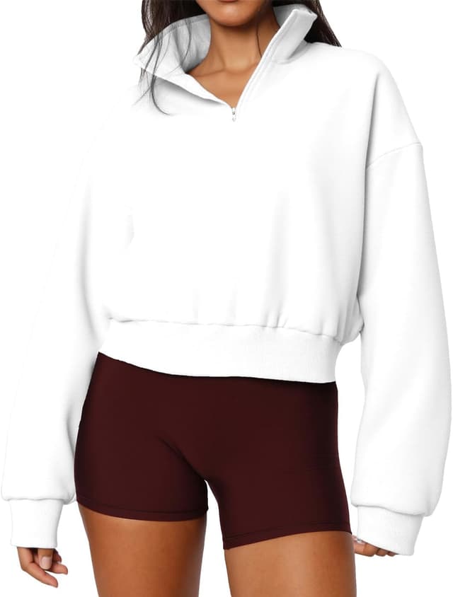 Detalle de Dressmine Women’s Quarter Zip Pullover (1/4 Zip) Fleece-Lined Casual Long Sleeve