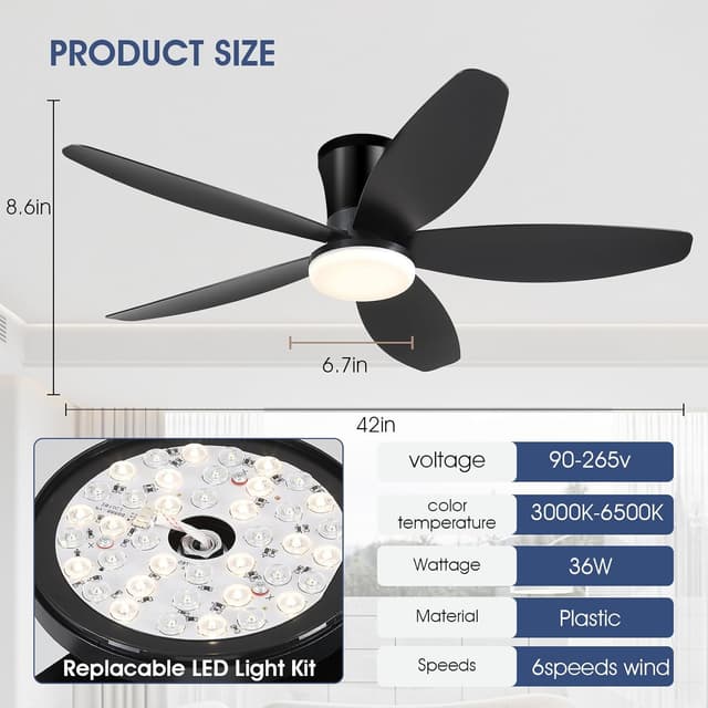 Thumbnail 5 de Surtime 42-Inch Ceiling Fan with Lights