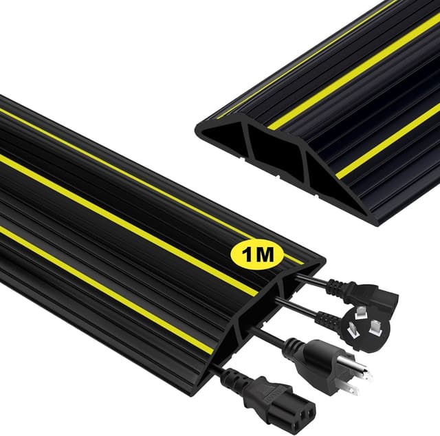 Detalle de Adiwo Floor Cable Protector (1m) heavy-duty PVC floor cable cover with 3 channels