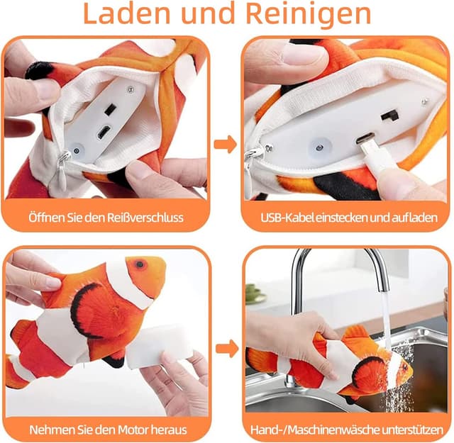 Detalle 1 de Nepfaivy Katzenspielzeug Fisch 3D Katze