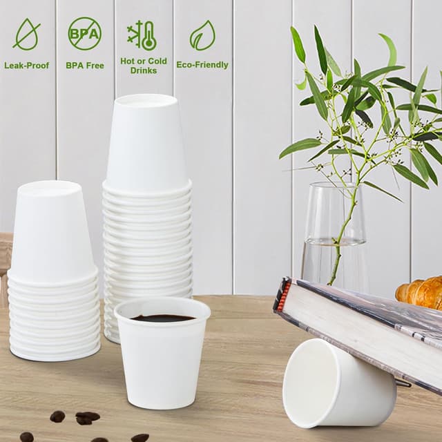 Detalle de SIUQ 1200 Pack 3 oz White Paper Cups (Small Disposable Bathroom Mouthwash Cups)