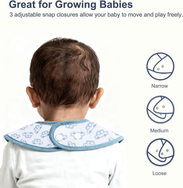 Detalle de Hakochia Waterproof Baby Bibs (4-Layer Cotton) with Adjustable Snaps, 10-Pack for 0–12 Months