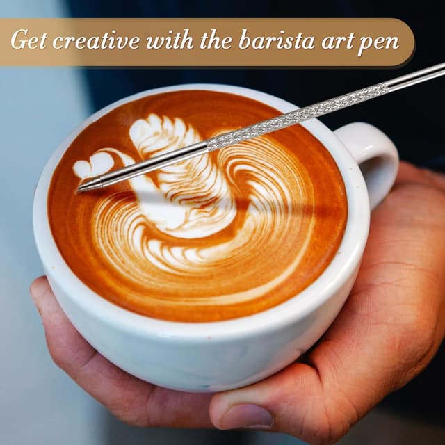 Detalle 2 de Milchkännchen Edelstahl 350 ml Mit Messung Und Latte Art Pen