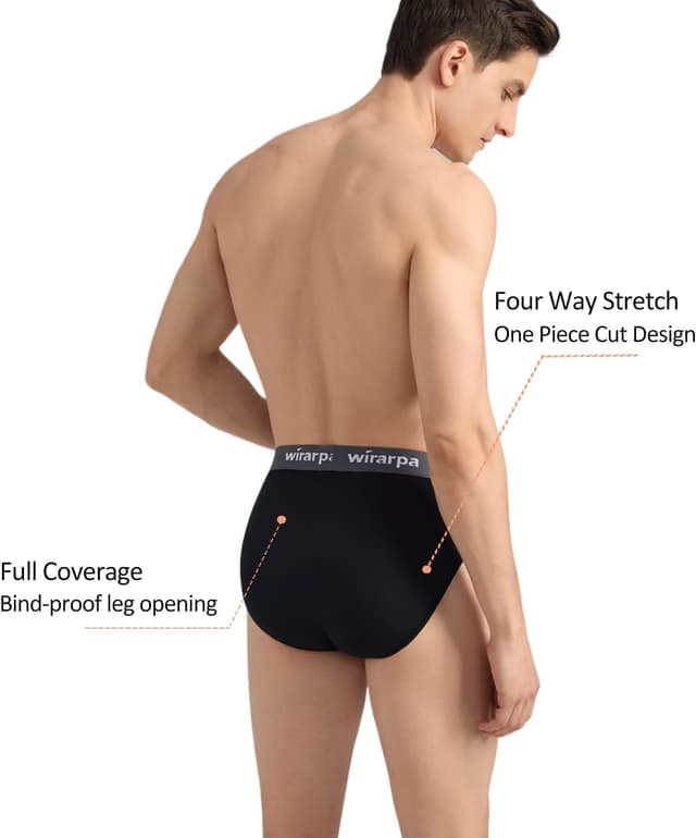 Detalle de wirarpa Men’s Briefs Underpants in Cotton Soft with Wide Waistband and No-Fly Pouch (4-Pack)