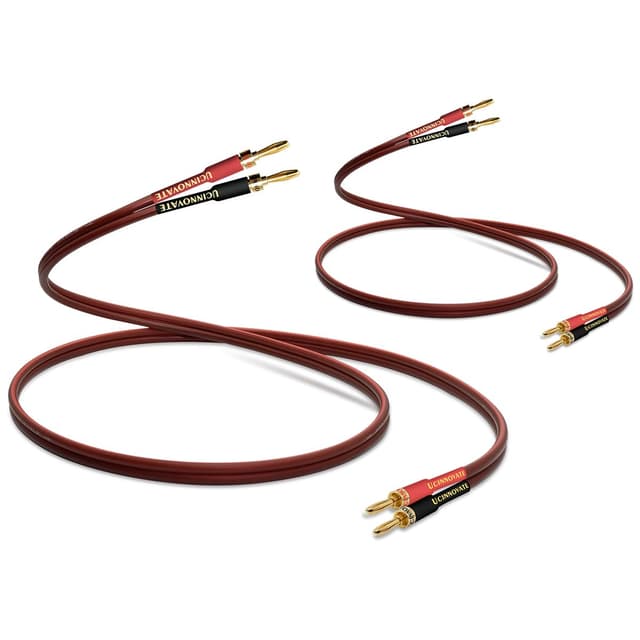 Detalle de WOWLED 2 Pack Pure Copper OFC HiFi Speaker Wire (14 AWG) with Gold-Plated Banana Plugs, 2m