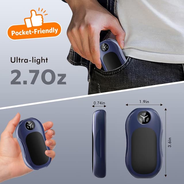 Detalle de WHATOOK Magnetic Rechargeable Hand Warmers (2 Pack) – ultra-thin portable electric heat for gloves and pockets