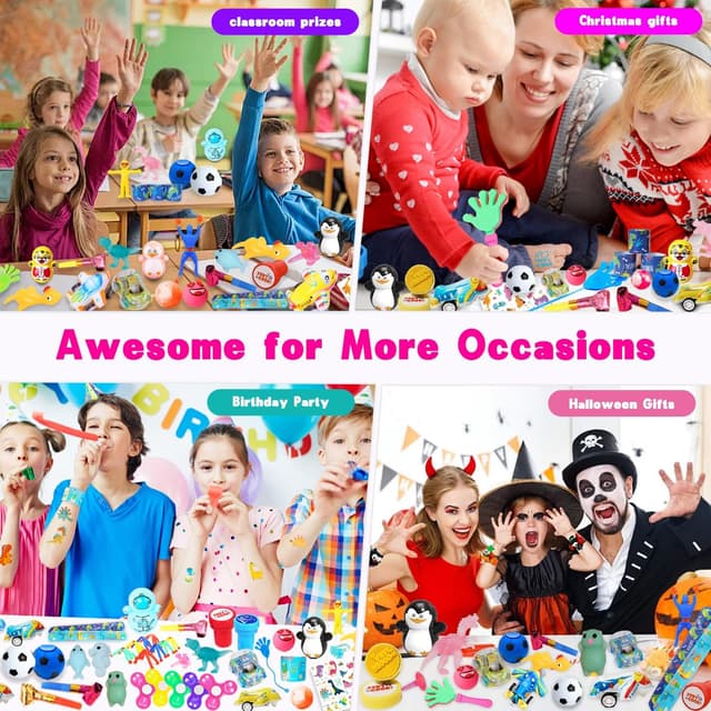 Detalle de CoralBloom 100er Set Mitgebsel für Kindergeburtstag (Pinata-Füllung & Gastgeschenke)