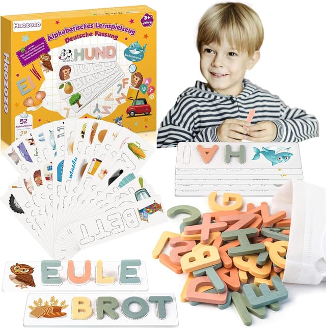 Detalle de Haozozo Buchstaben Lernen 52 Holzblöcke