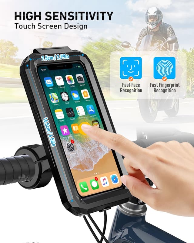 Detalle 2 de LUROON Support téléphone vélo moto scooter étanche avec rotation 360° – pour smartphones 5,5 à 7,0 pouces