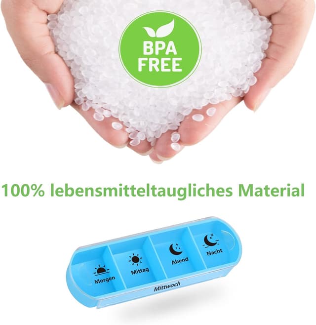 Detalle 1 de Opret Tablettenbox für 7 Tage mit 4 Fächern (Morgen, Mittag, Abend, Nacht)