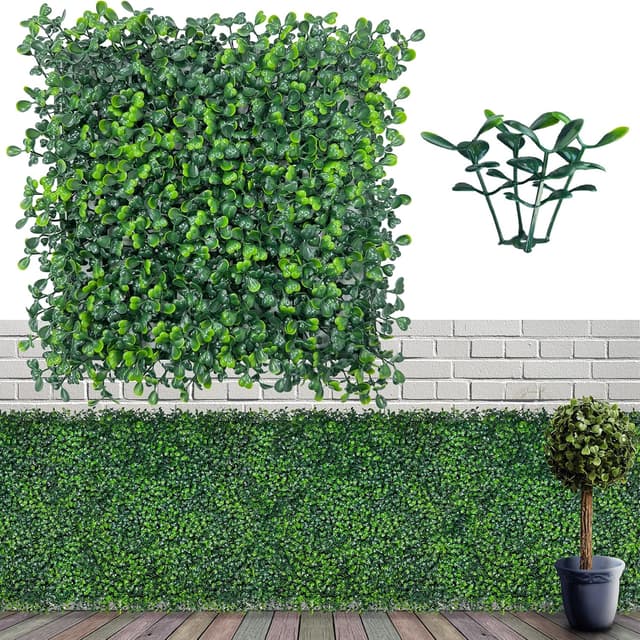 Detalle de ODTORY Artificial Grass Wall Panel Backdrop (Boxwood-style) 10" x 10" — 12-pack for indoor/outdoor greenery decor