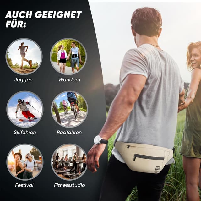 Thumbnail 6 de RUVO Sac banane beige unisexe à 4 compartiments zippés