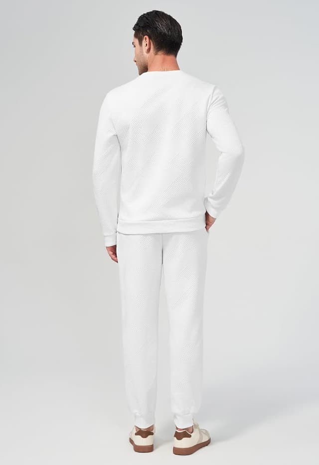 Detalle de KUYIGO Herren Trainingsanzug-Set (2-teilig) aus atmungsaktivem Baumwoll-Sweat – für Fitnessstudio, Laufen & Freizeit, S-2XL