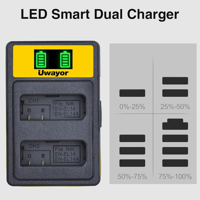 Detalle de Uwayor EN-EL14A 2 Pack battery