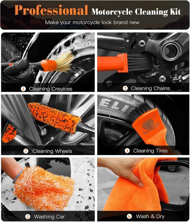 Detalle 2 de YeewayVeh Motorcycle Cleaning Brush Kit 7pc