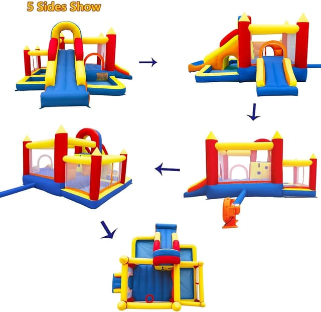 Detalle 2 de Baralir Bouncy Castle Inflatable Bounce House with Two Slides, Trampoline, Ball Pit & Climbing Wall