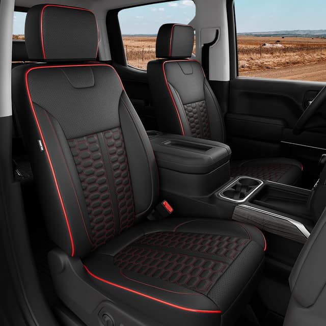 Detalle de RIDEPOSH Custom Leather Seat Covers for Silverado/Sierra 1500 (2019–2026) & 2500HD/3500HD Crew Cab (2020–2026)