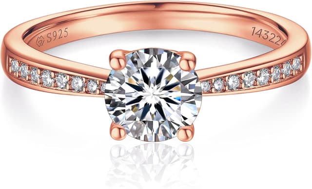 Detalle de MomentWish Verlobungsring Damen mit 1 Karat Moissanit und 925 Sterling Silber