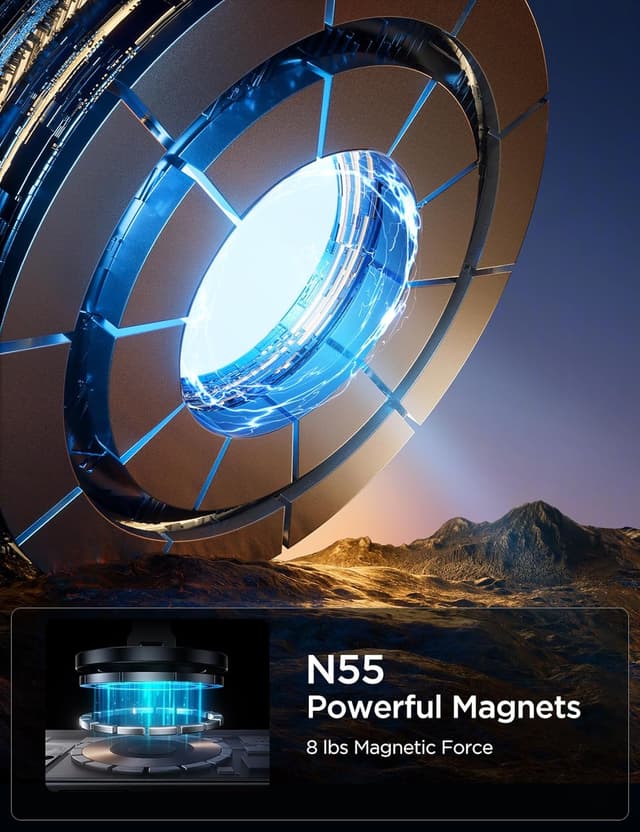 Detalle de JOYROOM Fits MagSafe Car Mount with 20xN55 magnets, all-metal foldable magnetic phone holder