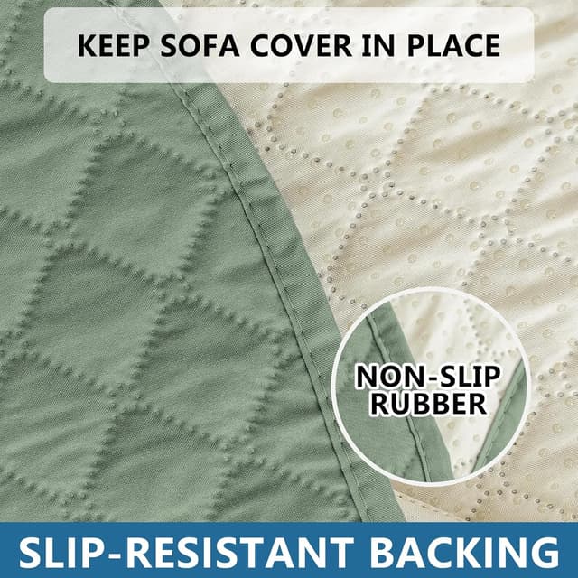 Detalle de Ystyle Trapuntato Natalizio Copridivano 3 Posti con Braccioli Estivo Impermeabile Antigraffio Antimacchia, Verde Chiaro