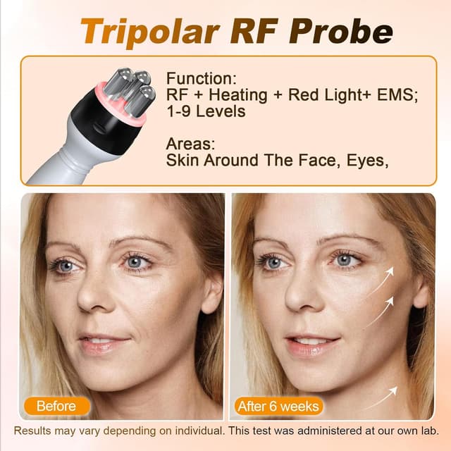 Detalle 2 de Qewher 3 in 1 radiofrequenza viso e corpo 40K: massaggiatore anticellulite con riscaldamento, EMS e luce rossa