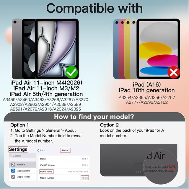 Detalle 2 de JETech Hülle für iPad Air 11 Zoll M3/M2 Schwarz