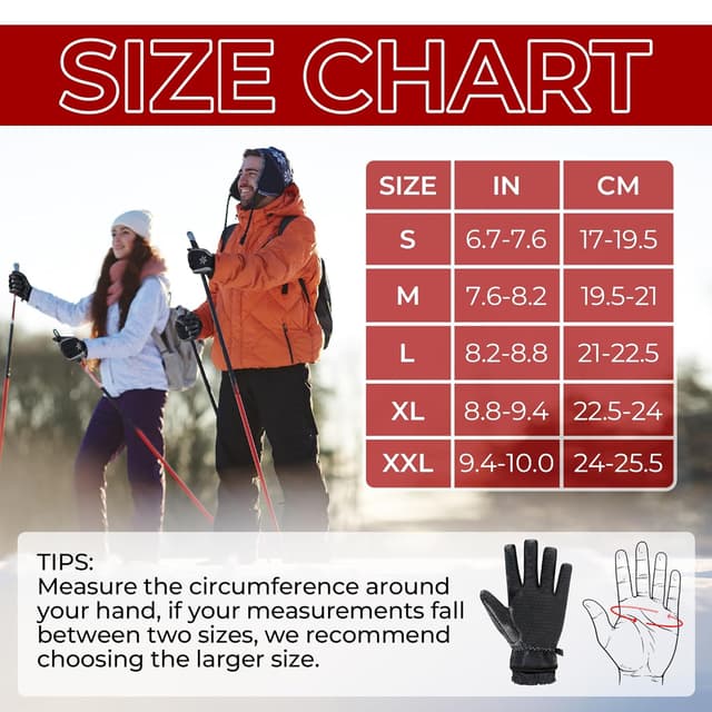 Thumbnail 6 de HANDLANDY Winter Work Gloves (3M Thinsulate, touchscreen, waterproof/windproof) – Black Grey, size M