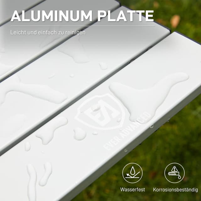 Detalle de EVER ADVANCED klappbarer Campingtisch aus Aluminium 120 x 70 cm (bis 100 kg Belastung) mit Tragetasche