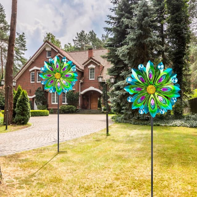 Detalle 2 de Viveta Kinetic Wind Spinner (53 inch) Outdoor Metal Double Windmill Yard & Garden Décor
