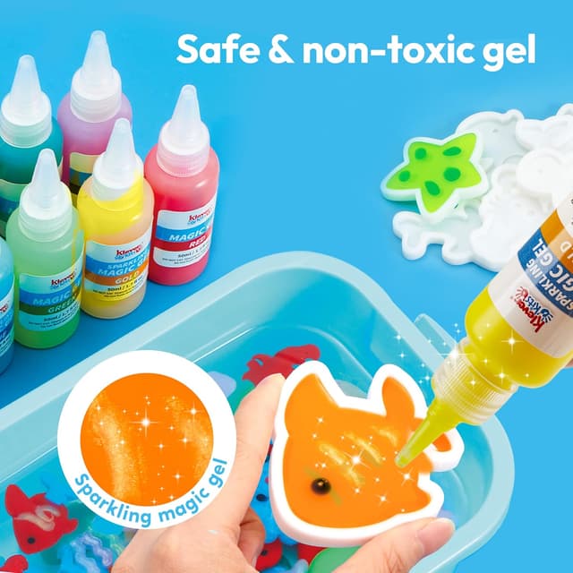 Thumbnail 6 de Klever Kits Glow-in-the-Dark Water Gel Kit (Magic Fairy Water Pets) with 10 Glow Gels, 12 Sea Creature Molds, and Storage Bottle