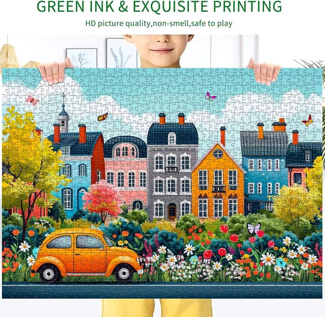 Detalle 1 de Jigsaw Puzzles for Adults 1000 – Small Town Scenery 70cm x 50cm Puzzle (1000 Pieces)