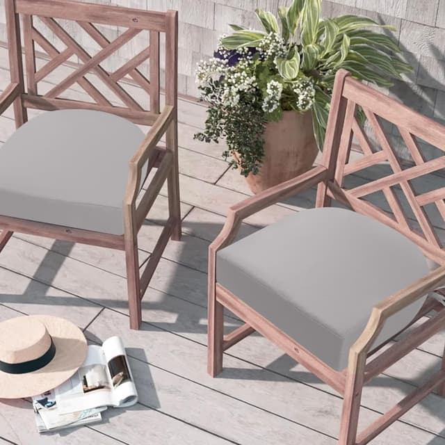 Thumbnail 6 de PrimePATIO Outdoor Garden Chair Cushions Set of 2 (Thick 7cm) – Grey Waterproof U-Shaped Seat Pads with Ties, 40 x 40cm