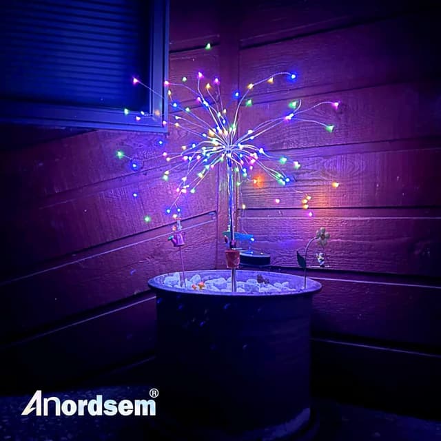 Detalle 2 de Anordsem Solar Lights Outdoor Garden – Waterproof LED Firework Starburst Lamp for Patio, Path & Fence