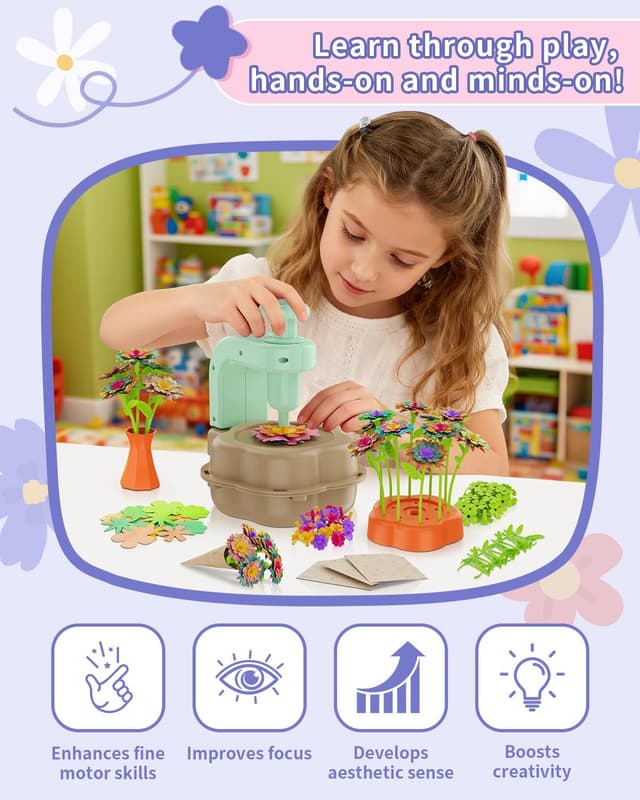 Detalle de BIVBTP Arts and Craft Kits for Kids DIY Flower Market Toys (Green) – ages 4–12