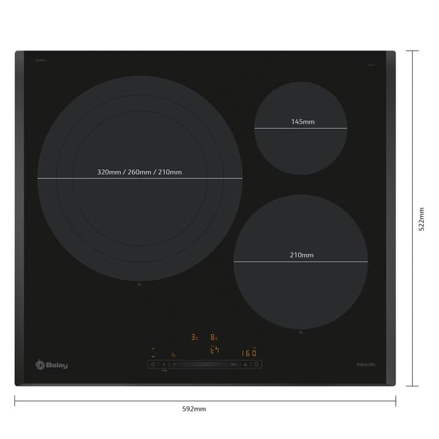 Detalle 2 de Balay 3EB967LH placa inducción 32 cm