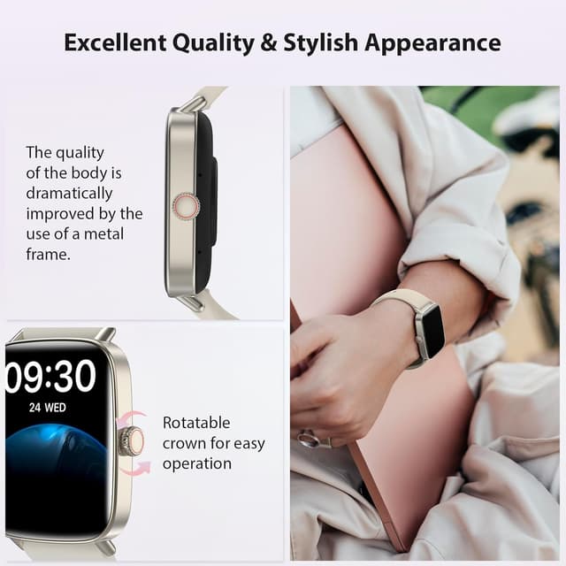 Detalle 2 de Yoever Smart Watch for Women (Answer/Make Calls) with 1.85" HD Screen, Bluetooth 5.3 & IP68