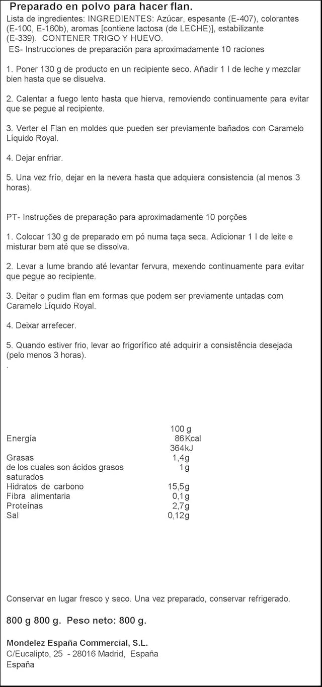 Thumbnail 4 de Royal Professional Flan En Polvo – Bote 800 g, 64 Raciones 🍮