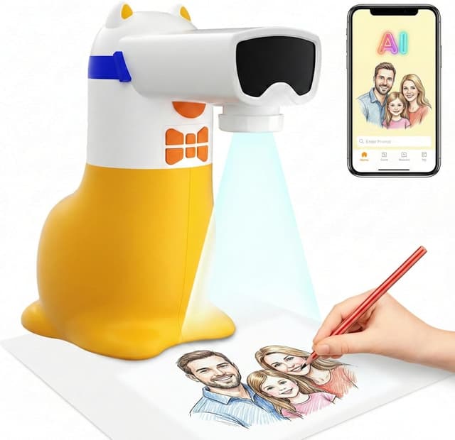 Detalle de Yoturetoys KI Zeichenprojektor für Kinder – smarte Malmaschine mit Foto-zu-Skizze & Sprachausgabe (Mint)