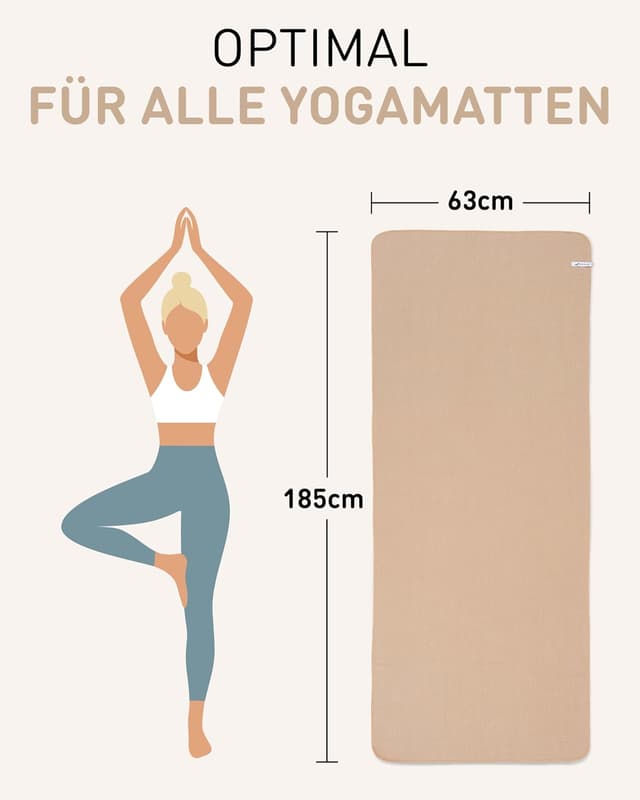 Detalle 2 de Fit-Flip Yoga Handtuch mit Noppen & rutschfester Unterseite (185 x 63 cm) – Mikrofaser für Yogamatte, Pilates & Fitness