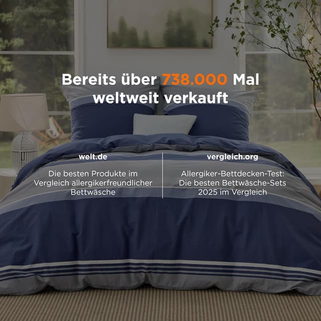 Detalle 2 de Bedsure Bettwäsche 135x200 (4-teilig, 100% Baumwolle, Öko-Tex) mit Reißverschluss und Kissenbezügen 80x80