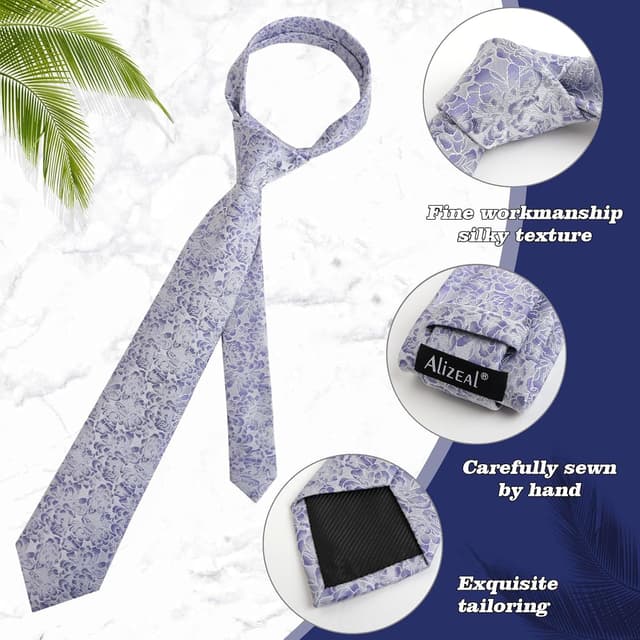 Detalle 2 de Alizeal floral necktie set 8 cm