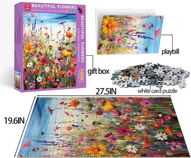 Detalle de Puzzle 1000 Teile Flowers 70Ă—50 cm đź§©
